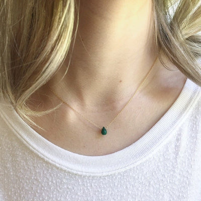 18k Yellow Gold Natural Navy Blue Topaz Emerald Necklace With Diamonds